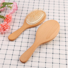 Nouveau manche en bois massage brosse à cheveux avec des broches en métal message peigne coussin d&#39;air